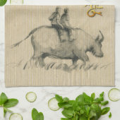 Water Buffalo Kinderen Chinees Ox 2021 kleur Theedoek (Gevouwen)