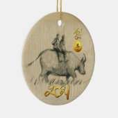Water Buffalo Kinderen Chinees Ox Jaar 2021 CRO Keramisch Ornament (Rechts)