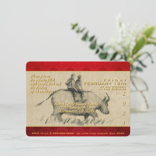 Water Buffalo Kinderen Chinese Ox Jaar 2021 PhINV Kaart (Staand voorkant)