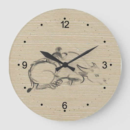 Water Buffel Kind Chinees Ox Jaar Verjaardag WC Grote Klok (Voorkant)