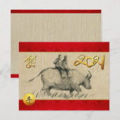 Water Buffel Kinderen Chinees Ox Jaar 2021 kaart (Voorkant / Achterkant)