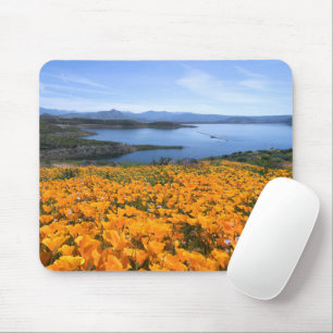 Water   California Lake With Golden Poppies Muismat