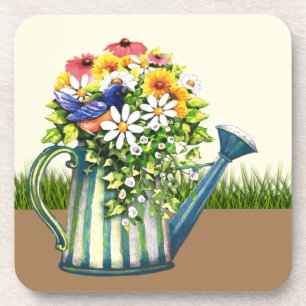 Water can met wilde bloemen bier onderzetter