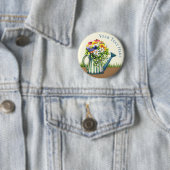 Water can met wilde bloemen ronde button 5,7 cm (In situ)