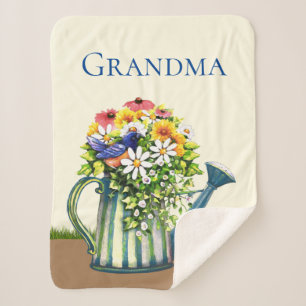 Water can met wilde bloemen sherpa deken
