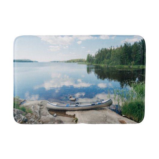 Water | Canoe on Lake in Sweden Badmat (Voorkant)