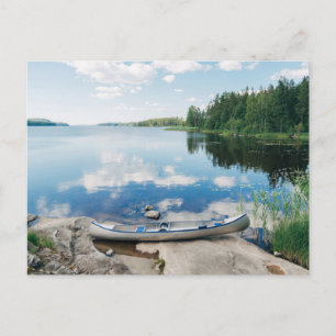 Water   Canoe on Lake in Sweden Briefkaart