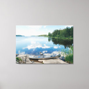 Water Canoe on Lake in Sweden Canvas Afdruk