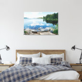 Water | Canoe on Lake in Sweden Canvas Afdruk (Insitu (Slaapkamer))