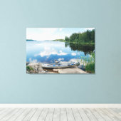 Water | Canoe on Lake in Sweden Canvas Afdruk (Insitu (Houten vloer))