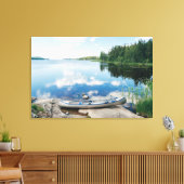 Water | Canoe on Lake in Sweden Canvas Afdruk (Insitu (Woonkamer))