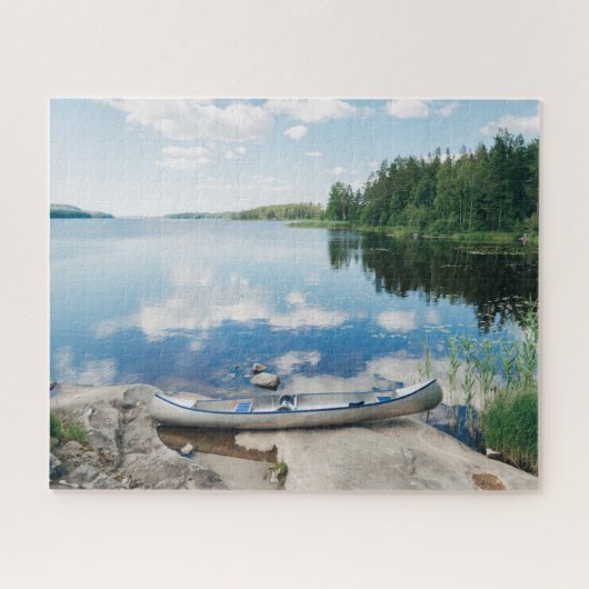 Water | Canoe on Lake in Sweden Legpuzzel (Horizontaal)