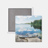 Water | Canoe on Lake in Sweden Magneet (Voorkant / Achterkant)