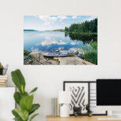Water | Canoe on Lake in Sweden Poster (Thuiskantoor)