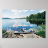 Water | Canoe on Lake in Sweden Poster (Voorkant)