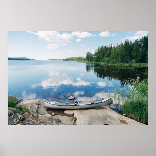 Water | Canoe on Lake in Sweden Poster (Voorkant)