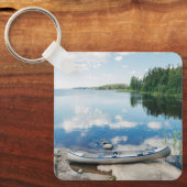 Water | Canoe on Lake in Sweden Sleutelhanger (Voorkant)