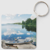 Water | Canoe on Lake in Sweden Sleutelhanger (Achterkant)