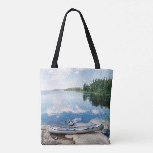 Water | Canoe on Lake in Sweden Tote Bag (Achterkant)