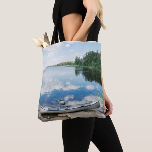 Water | Canoe on Lake in Sweden Tote Bag (Dichtbij)