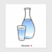 Water Carafe met een glas water Sticker (Vel)