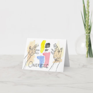 Water Color and Ink Hands and Words Greeting Card Kaart
