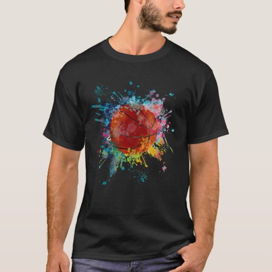 Water Color Explosion Splash Ontwerp Basketbal T-shirt (Voorkant)