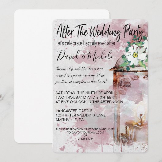 Water Color Lantern Na het bruiloftsfeest Kaart (Voorkant / Achterkant)