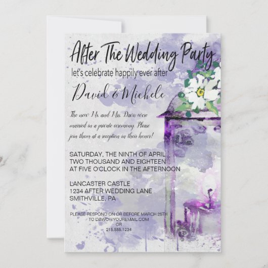 Water Color Lantern Na het huwelijksfeest Kaart (Voorkant)