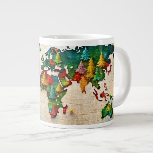 Water Color Paint Wereldkaart Mok (Voorkant rechts)