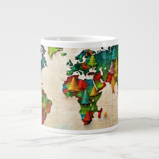 Water Color Paint Wereldkaart Mok (Voorkant)