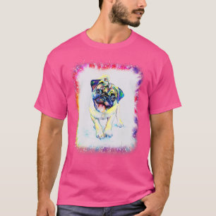 Water Color Pug Dog Boy Girl Tie Dye Bleach Ed T-shirt