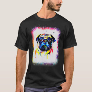 Water Color Pug Dog Boy Girl Tie Dye Bleach Ed T-shirt
