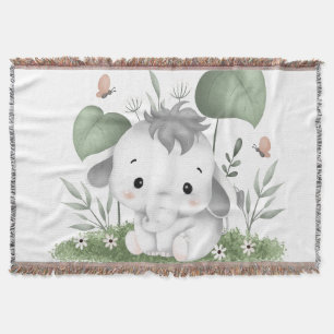 Water Color Safari Olifant in Baby ontwerp Deken