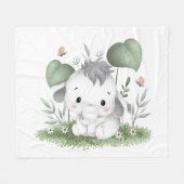 Water Color Safari Olifant in Baby ontwerp Fleece Deken (Voorkant (Horizontaal))