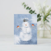 Water Color Snowman Briefkaart | Charmante winter (Staand voorkant)