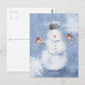 Water Color Snowman Briefkaart | Charmante winter (Voorkant / Achterkant)