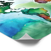 Water Color Wall Art Wereldkaart Poster (Hoek)