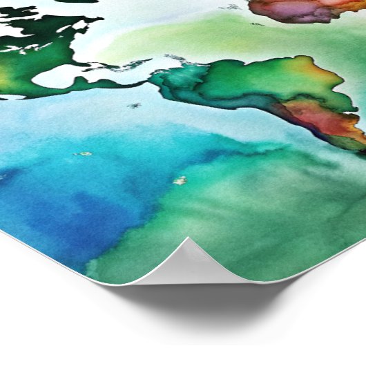 Water Color Wall Art Wereldkaart Poster (Hoek)