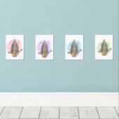 water colour Australian magpie wall art set (Houten vloer)