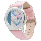 Water Colour Painted Hearts  Horloge (Gekanteld)