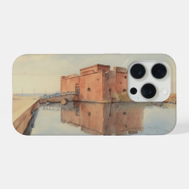 Water colour painting style image of Paphos Castle iPhone 15 Pro Case