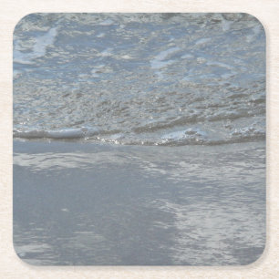 Water dat tegen het strand kabbelt Abstracte fotog Kartonnen Onderzetters