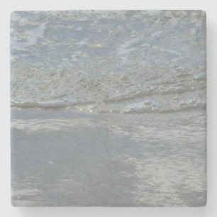 Water dat tegen het strand kabbelt Abstracte fotog Stenen Onderzetter