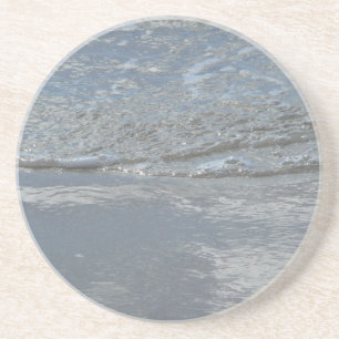 Water dat tegen het strand kabbelt Abstracte fotog Zandsteen Onderzetter