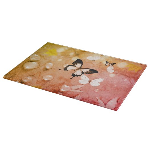 Water Dew and Butterflies Snijplank (Hoek)