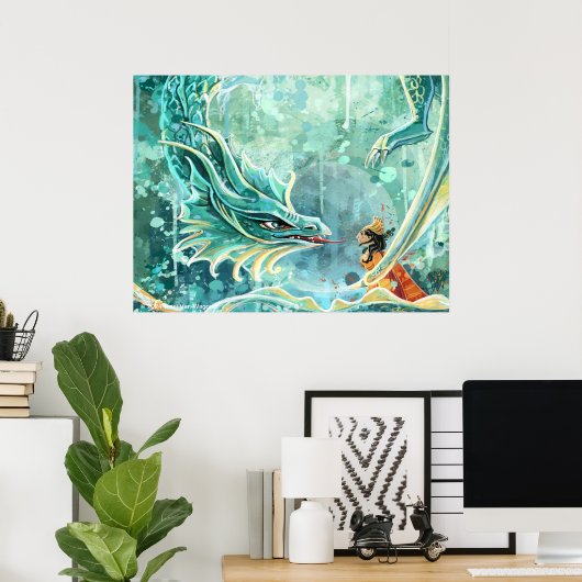 Water Dragon Art Poster (Thuiskantoor)