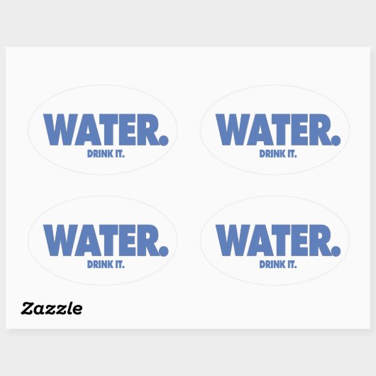 Water - Drink het. Ovale Sticker (Vel)