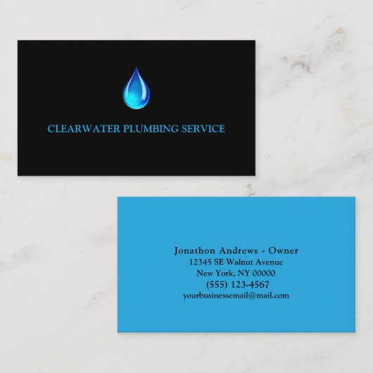 Water Drip Professional Plumber Service Visitekaartje (Voorkant / Achterkant)