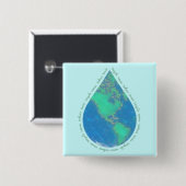 Water Drop Earth Button (Voorkant /achterkant)